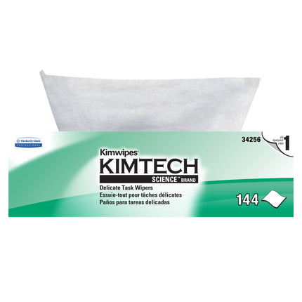 Lingettes pour tâches délicates Kimtech Science Kimwipes (34256) - Boîte distributrice escamotable, Blanches, 144 lingettes/boîte, 15 boîtes/caisse