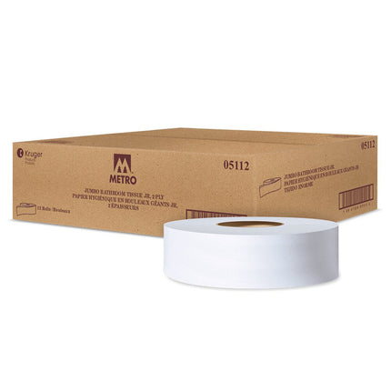 Papier hygiénique géant 2 épaisseurs Metro - 2 épaisseurs, 3,3 po x 1000 pi, blanc, 12 rouleaux/caisse