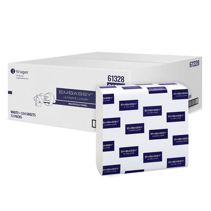 Kruger Embassy TAD Multifold Towel - 1 Ply, White, 334 Sheets/Pack, 12 Packs/Case