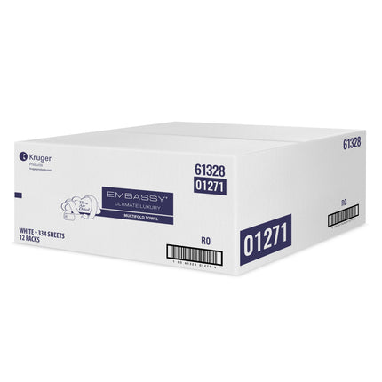 Kruger Embassy TAD Multifold Towel - 1 Ply, White, 334 Sheets/Pack, 12 Packs/Case