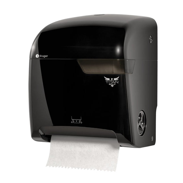 Kruger Titan Bold Mechanical Touchless Roll Towel Dispenser - Black, Sold Individually