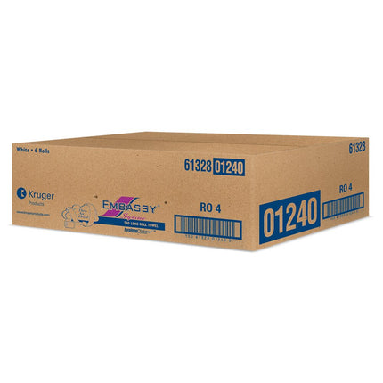 Kruger Embassy Supreme Roll Towel - 1-Ply, 600'/Roll, 6 Rolls/Case, Made in Canada