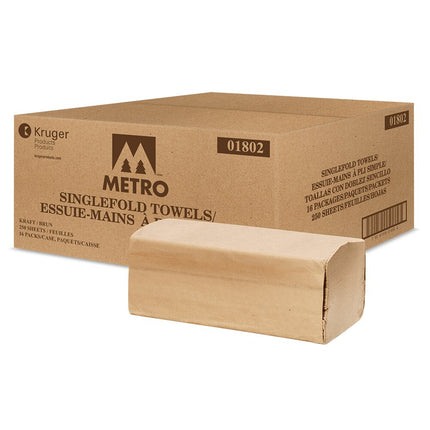 Kruger Esteem Paper Towel - Single Fold, W9" x L9", Brown, 250 Sheets/Pack, 16 Packs/Case