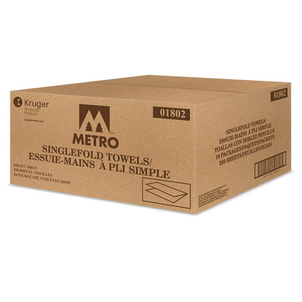 Kruger Esteem Paper Towel - Single Fold, W9" x L9", Brown, 250 Sheets/Pack, 16 Packs/Case
