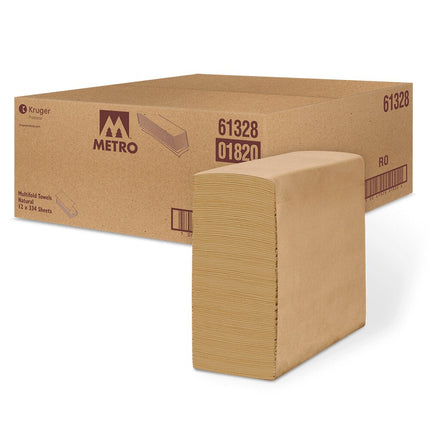 Kruger Esteem Multifold Towels - Kraft, 334 Sheets/Roll, 12 Rolls/Case