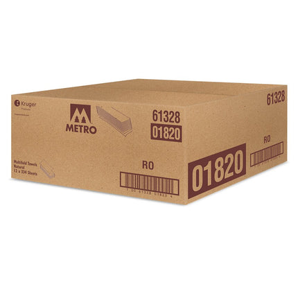 Kruger Esteem Multifold Towels - Kraft, 334 Sheets/Roll, 12 Rolls/Case