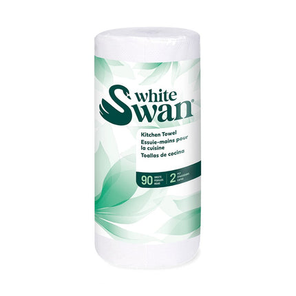 Kruger White Swan Professional Kitchen Towel - 2-Ply, 10.9 X 8", White, 90 Sheets/Pack, 24 Packs/Case