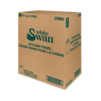 Kruger White Swan Professional Kitchen Towel - 2-Ply, 10.9 X 8", White, 90 Sheets/Pack, 24 Packs/Case