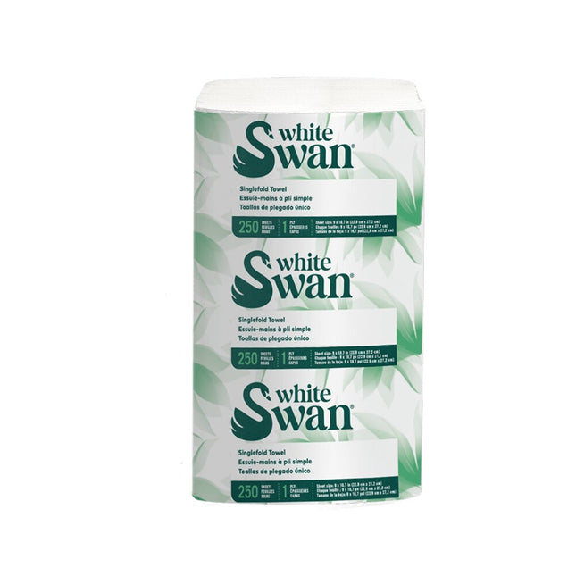 Kruger White Swan Singlefold Towel - 1 Ply, White, 250 Towels/Pack, 16 Packs/Case