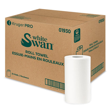 Rouleau essuie-mains White Swan - 1 épaisseur, blanc, 205 pi, 24/caisse