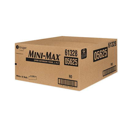 Kruger Mini-Max Jumbo Bathroom Tissue Roll - 2 Ply, White, 750, 18 Rolls/Case