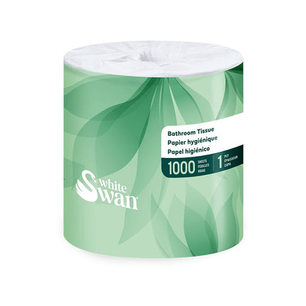 Kruger White Swan Bathroom Tissue - 1-Ply, 48 Rolls/Case, 1000 Sheets/Roll, Made in Canada