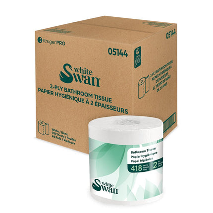 Kruger White Swan Bathroom Tissue - 2-Ply, 420 Sheets/Roll, 48 Rolls/Case