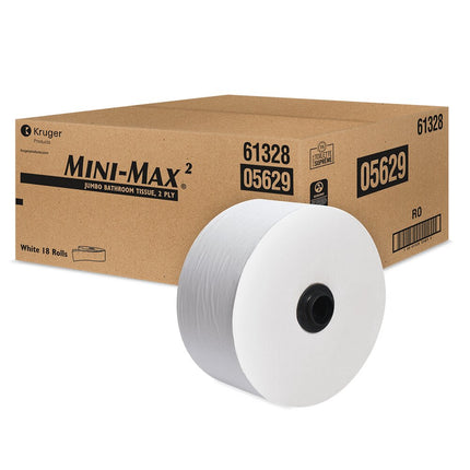 Kruger Mini-Max Jumbo Bathroom Tissue - 2 Ply, White, 18/Case, Made in Canada