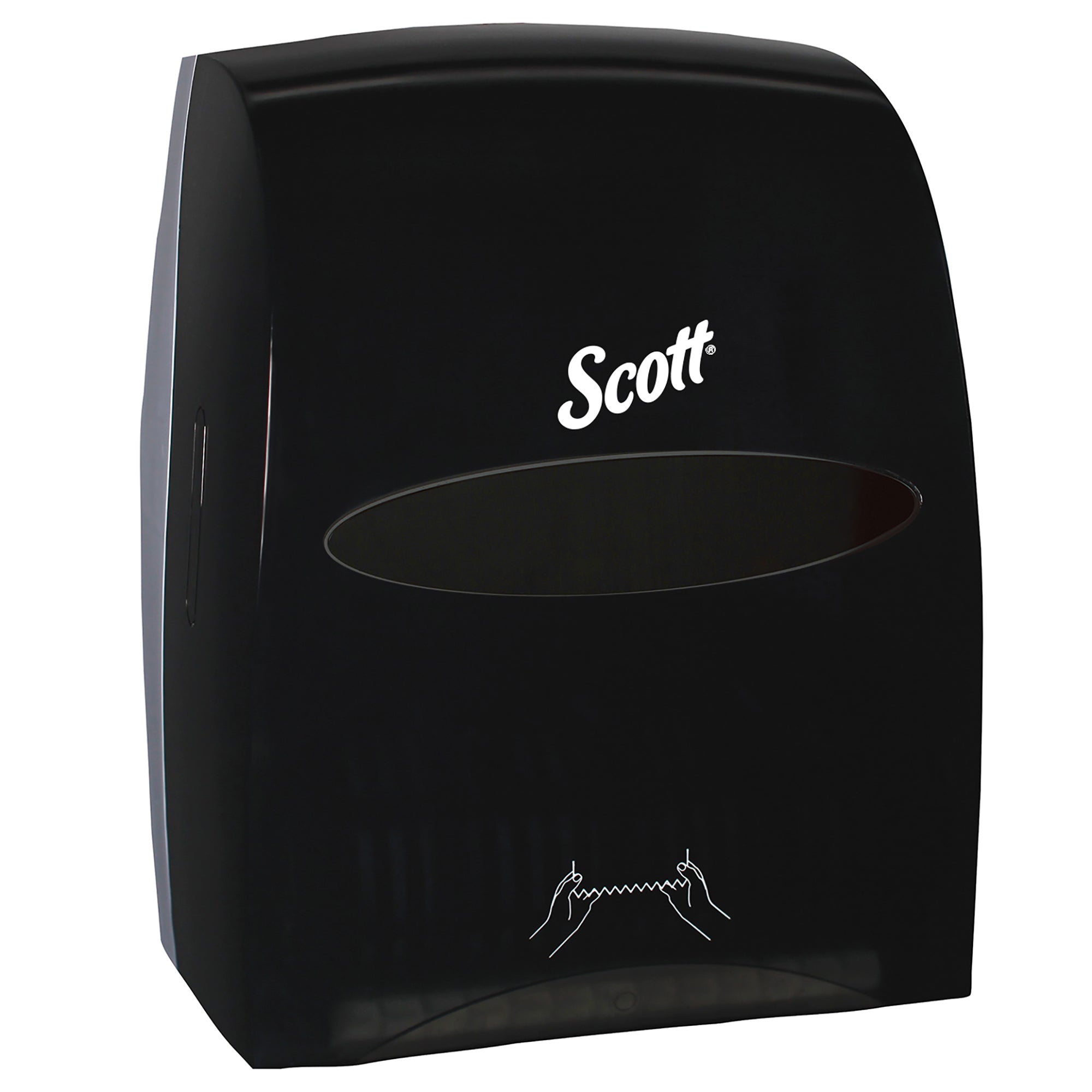 Distributeur de papier essuie-mains en rouleau à noyau rigide manuel Scott Essential (46253) – Noir, pour rouleaux de papier essuie-mains Scott à noyau violet, 32,1 cm x 41 cm x 25,9 cm, vendu à l'unité