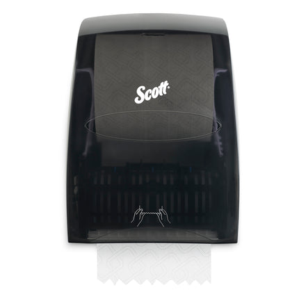Distributeur de papier essuie-mains en rouleau à noyau rigide manuel Scott Essential (46253) – Noir, pour rouleaux de papier essuie-mains Scott à noyau violet, 32,1 cm x 41 cm x 25,9 cm, vendu à l'unité