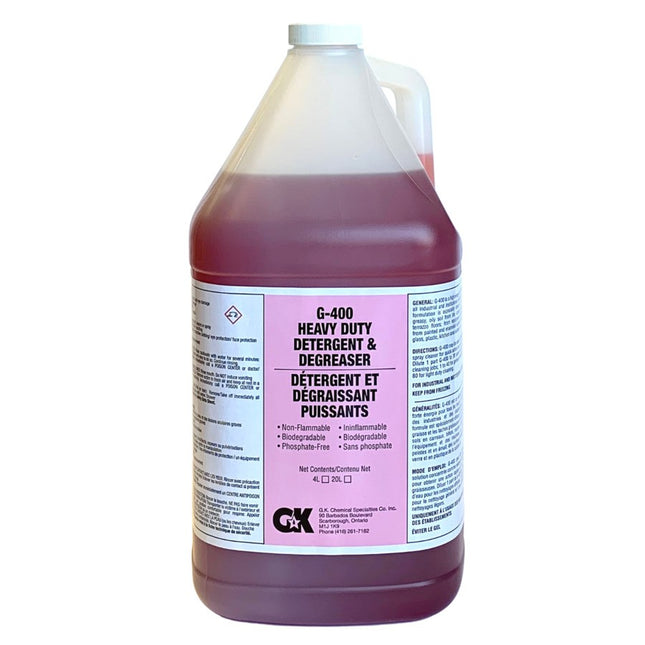 G-400 Heavy Duty Detergent and Degreaser, Red Liquid, No Added Fragrance, Sold Individually-B2B Discounters