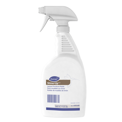 Diversey Shine-Up Lemon Furniture Polish - White Liquid, Lemon Fragrance, 32oz., Sold Individually