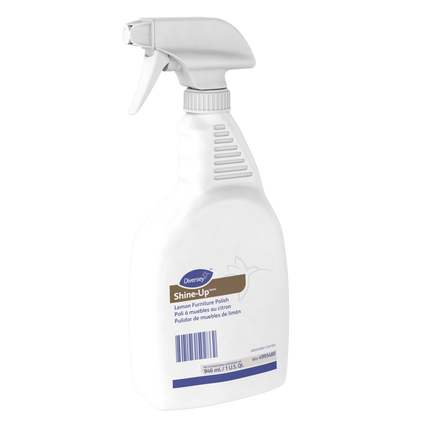 Diversey Shine-Up Lemon Furniture Polish - White Liquid, Lemon Fragrance, 32oz., Sold Individually