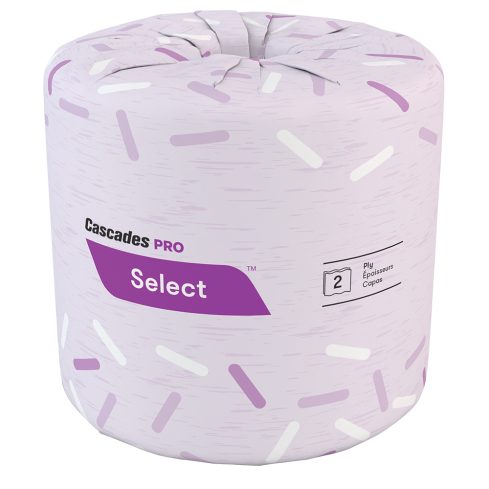 Cascades PRO Select Standard Toilet Tissue - White, 2-Ply, 500 Sheets/Roll, 48 Rolls/Case