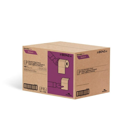 Cascades PRO Select®  Standard Toilet Tissue, White, 2-Ply, 500 Sheets/Roll, 48 Rolls/Case