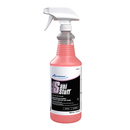 Diversey Sani Stuff Désinfectant quaternaire prêt à l'emploi sans rinçage – Couleur rose, 946 ml, vendu à l'unité