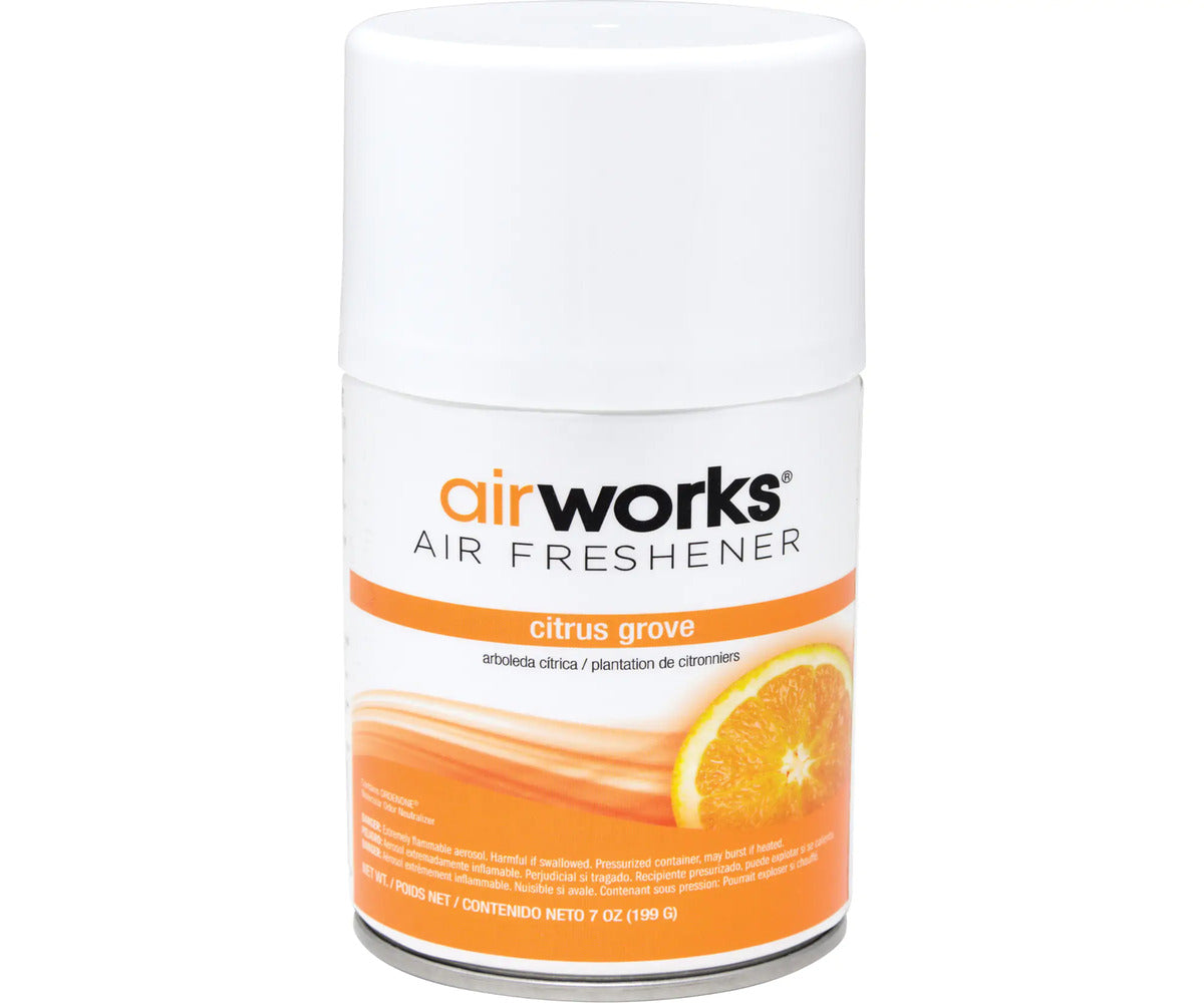Hospeco® AirWorks® Metered Aerosol Air Freshener, Clear Liquid Spray, Citrus Grove Scent, 7oz., Sold Individually