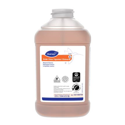 Diversey Stride Citrus HC Neutral Cleaner - Green Seal, Orange, 2.5L, Sold Individually