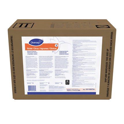 Nettoyant neutre Diversey Stride - Parfum Agrumes, 18,9 L, Vendu à l'unité