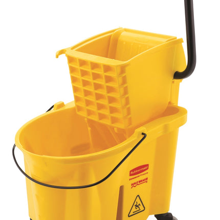 Rubbermaid WaveBrake Side Press Bucket and Wringer - Yellow, 26Qt, Sold Individually