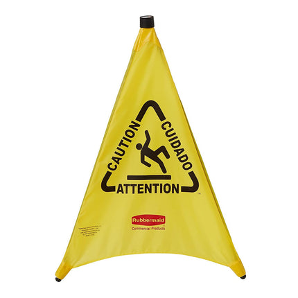 Rubbermaid Multilingual "Wet Floor" Cones - Yellow, 20", Sold Individually