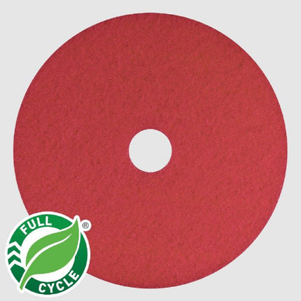 Americo Buffing Floor Pad - Full Cycle Green Seal, Light Duty Cleaning, High Gloss Shine, Red, Sold Individually