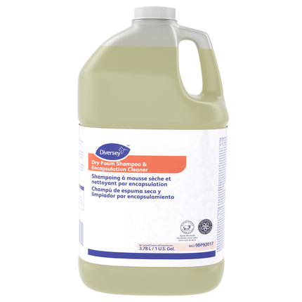 Shampooing en mousse sèche et nettoyant par encapsulation Diversey - Transparent, parfum floral, 3,78 L, vendu à l'unité