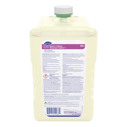 Diversey System-1 Laundry Fabric Softener - Yellow, 3100ml, 2/Case