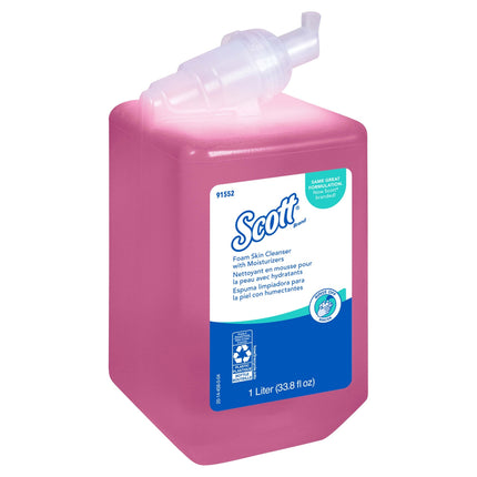 Scott Foam Hand Soap with Moisturizers (91552) - 1.0 L, Pink, Floral Scent, Manual Hand Soap Refills, 6 Bottles/Case