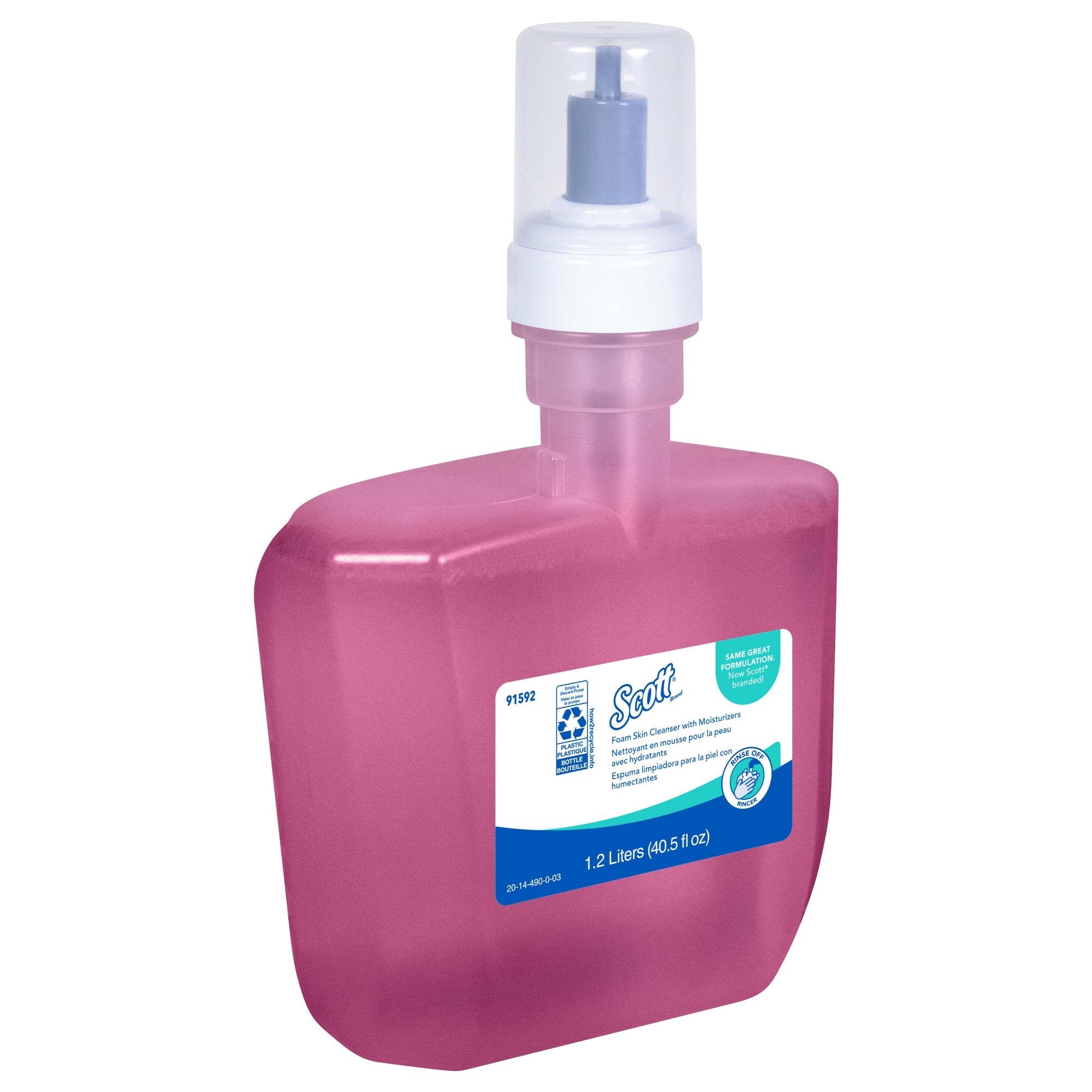 Scott® Foam Hand Soap with Moisturizers (91592), 1.2 L, Pink, Floral Scent Automatic Hand Soap Refills, 2 Bottles/Case