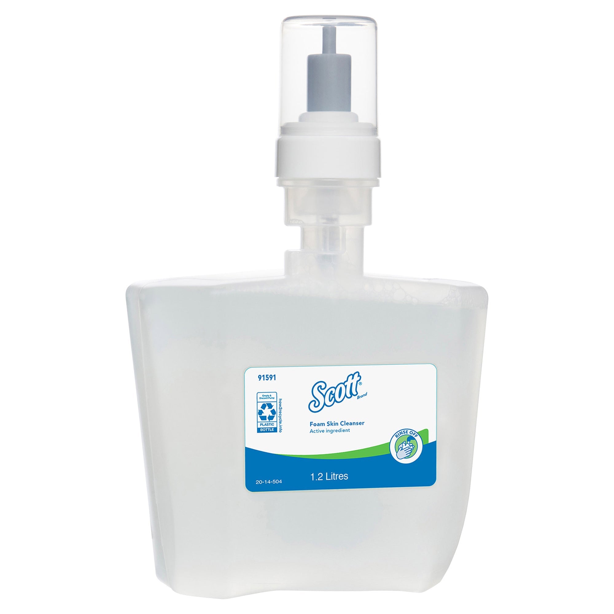 Scott® Green Certified Foam Hand Soap (91591), 1.2 L, Clear, No Fragrance Added, Automatic Hand Soap Refills, Ecologo, 2 Bottles/Case