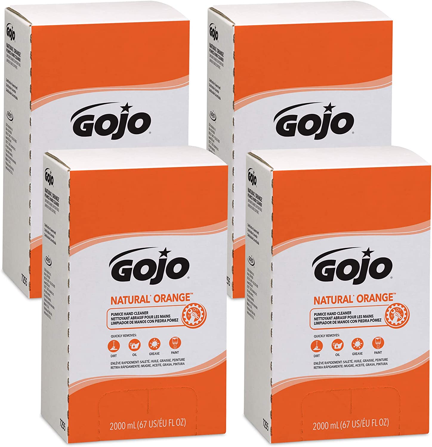 GOJO® Natural Orange™ Pumice Hand Cleaner, Clear Liquid, Citrus Fragrance, 2L, 4/Case