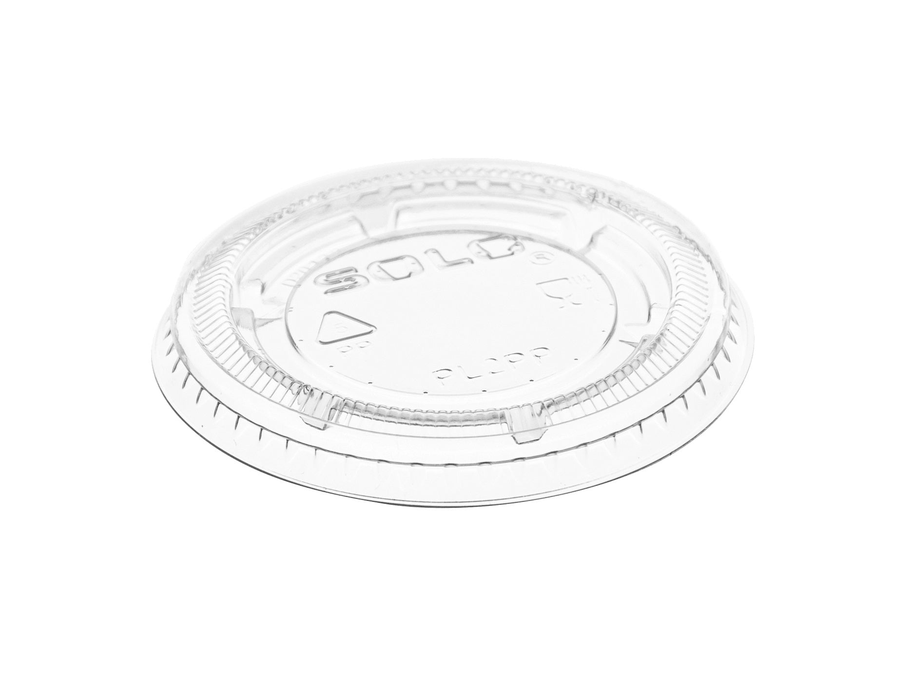 Dart® Solo® Portion Cup Lid for 1.5 Oz. - 2 Oz. & 2.5oz Cups, Clear, 125/Pack, 20 Packs/Case-B2B Discounters