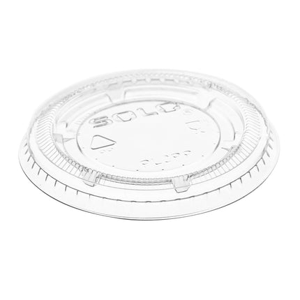 Dart® Solo® Portion Cup Lid for 1.5 Oz. - 2 Oz. & 2.5oz Cups, Clear, 125/Pack, 20 Packs/Case-B2B Discounters