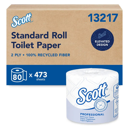 Scott Professional Standard Roll Toilet Paper (13217) - 2-Ply, White, Individually wrapped rolls, 473 Sheets/Roll, 80 Rolls/Case