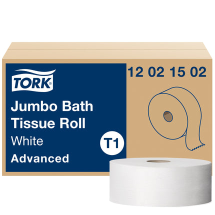 Tork Advanced Jumbo Bath Tissue Roll - White, 2 Ply, 1600', 6 Rolls/Case