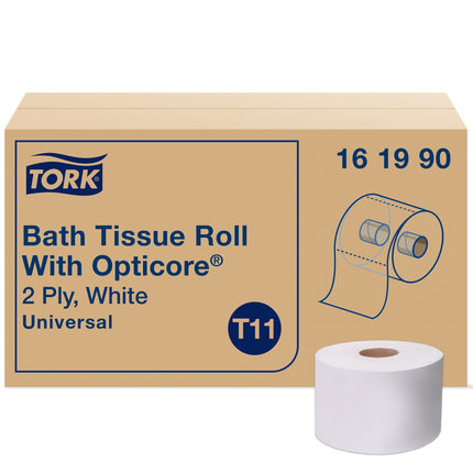 Tork Opticore Universal Bath Tissue Roll - 3.74", White, 2 Ply, 865 Sheets/Roll, 36/Case
