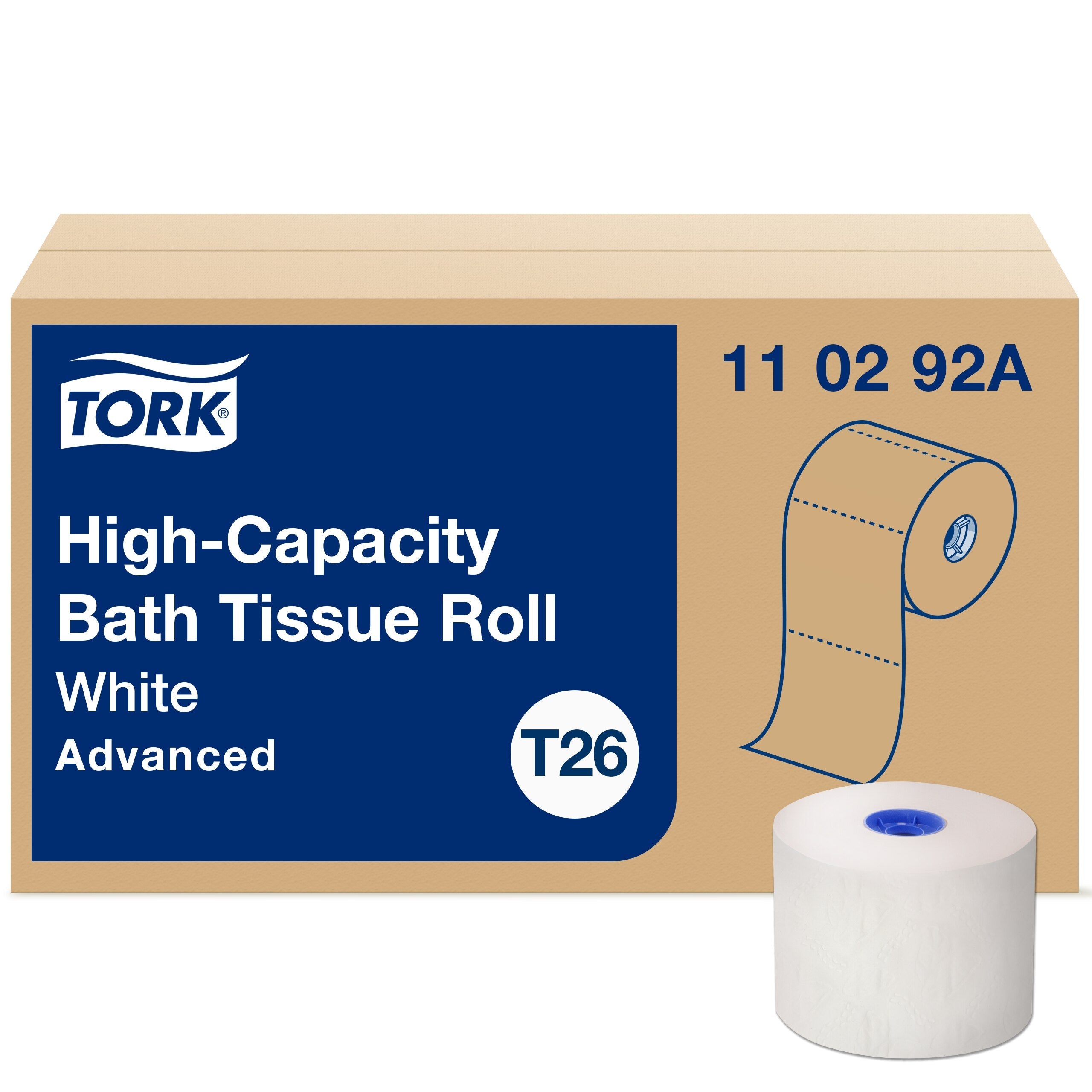 Tork® Advanced High Capacity Bath Tissue Roll, 2 Ply, 3.94" x 3.75", White, 1000', 36/Case