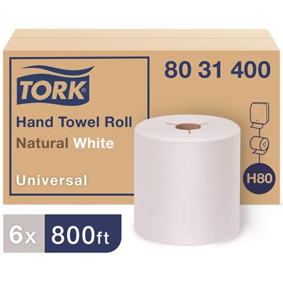 EcoSoft Universal Roll Towels, 1-Ply, Natural White, 6 Rolls/Case