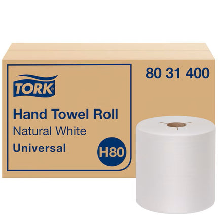 Tork Universal Roll Towels - 1-Ply, Natural White, 800'/Roll, 6 Rolls/Case