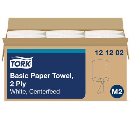 Essuie-tout à dévidage central Tork Advanced - Blanc, 2 épaisseurs, 183 m, 610 feuilles/rouleau, 6 rouleaux/caisse
