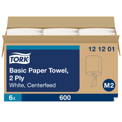 Serviette essuie-main Tork Advanced Soft à dévidage central - 2 plis, 22,8 cm x 29,9 cm, blanche, 180 m, 600 feuilles, 6 rouleaux/caisse