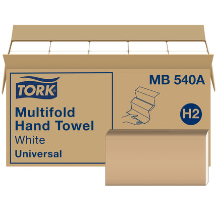 Serviette essuie-mains multi-plis universelle Tork - Blanche, 1 pli, 250 feuilles/paquet, 16 paquets/caisse