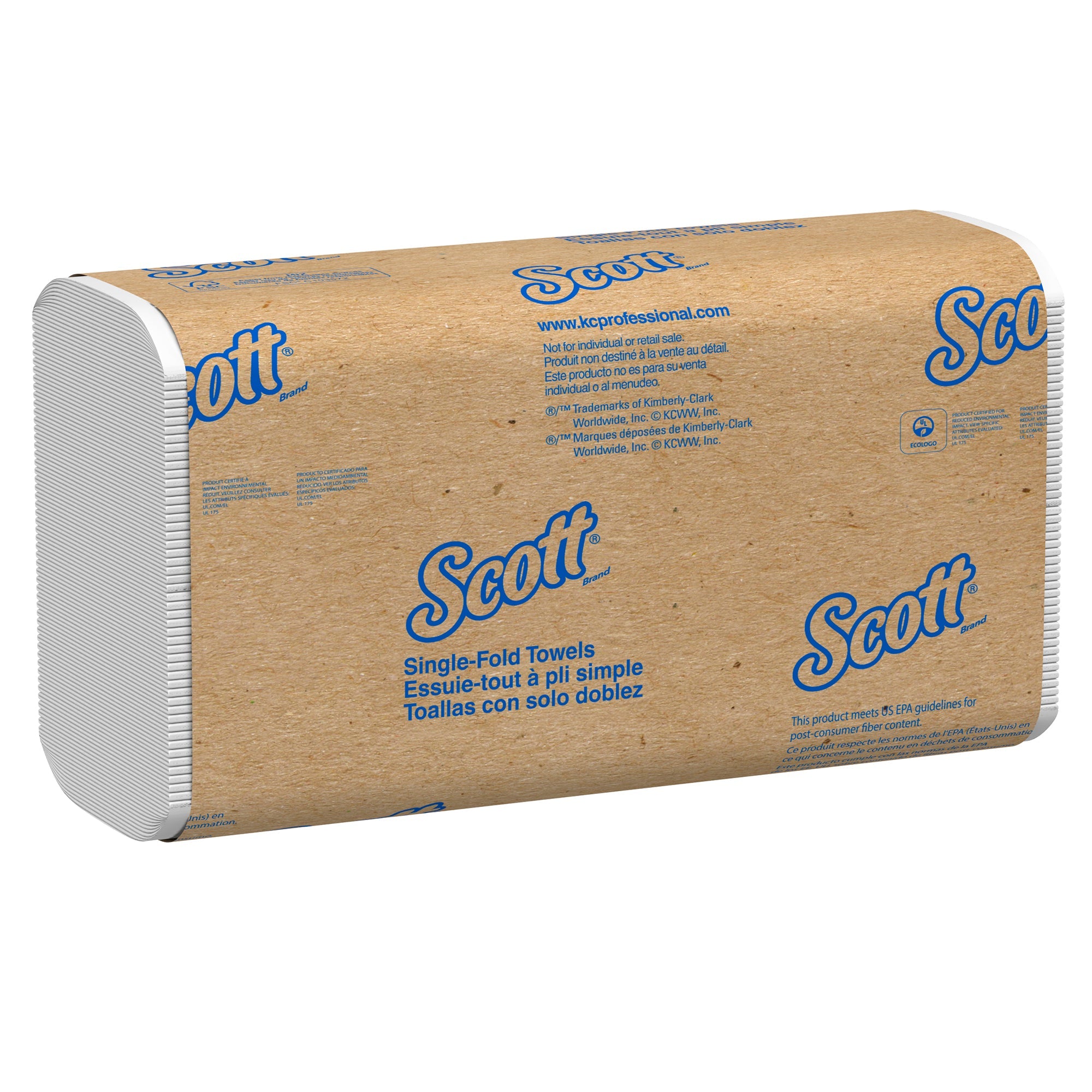 Scott® Essential Single-Fold Paper Towels (01700), White, 250 Sheets/Pack, 16 Packs/Case